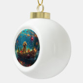 Goldendoodle Kerst Feestelijke reis Keramische Bal Ornament (Rechts)
