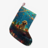 Goldendoodle Kerst Feestelijke reis Kleine Kerstsok (Voorkant (Hangend))