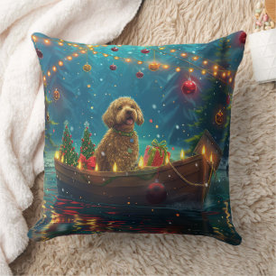 Goldendoodle Kerst Feestelijke reis Kussen