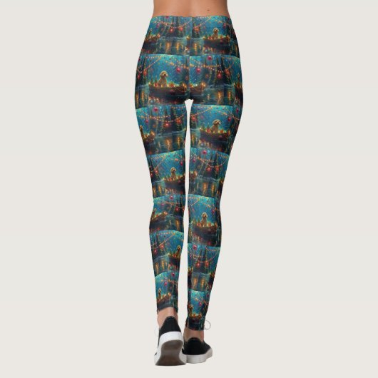 Goldendoodle Kerst Feestelijke reis Leggings (Achterkant)