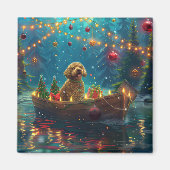 Goldendoodle Kerst Feestelijke reis Magneet (Voorkant)