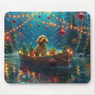 Goldendoodle Kerst Feestelijke reis Muismat