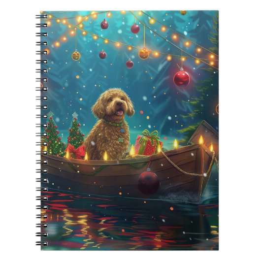 Goldendoodle Kerst Feestelijke Reis Notitieboek (Voorkant)