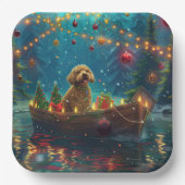 Goldendoodle Kerst Feestelijke reis Papieren Bordje (Voorkant)