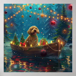 Goldendoodle Kerst Feestelijke reis Poster