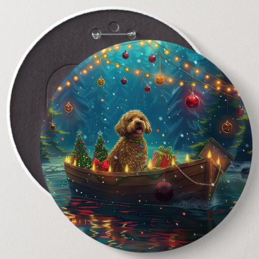 Goldendoodle Kerst Feestelijke reis Ronde Button 6,0 Cm (Voorkant /achterkant)