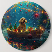 Goldendoodle Kerst Feestelijke reis Ronde Button 6,0 Cm (Voorkant)