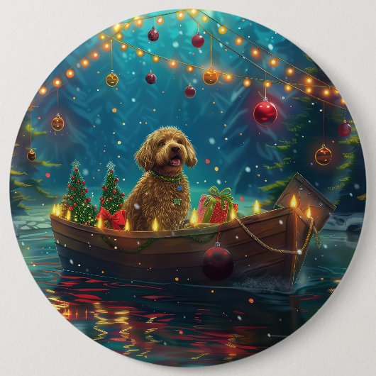 Goldendoodle Kerst Feestelijke reis Ronde Button 6,0 Cm (Voorkant)