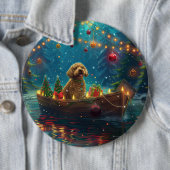 Goldendoodle Kerst Feestelijke reis Ronde Button 6,0 Cm (In situ)