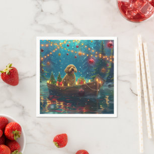 Goldendoodle Kerst Feestelijke reis Servet