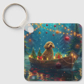 Goldendoodle Kerst Feestelijke reis Sleutelhanger (Voorkant)