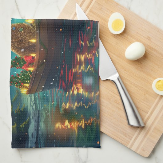 Goldendoodle Kerst Feestelijke reis Theedoek (Quarter Fold)