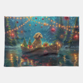 Goldendoodle Kerst Feestelijke reis Theedoek (Horizontaal)