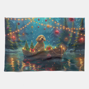 Goldendoodle Kerst Feestelijke reis Theedoek
