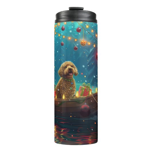 Goldendoodle Kerst Feestelijke reis Thermosbeker (Voorkant)