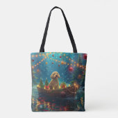 Goldendoodle Kerst Feestelijke reis Tote Bag (Achterkant)