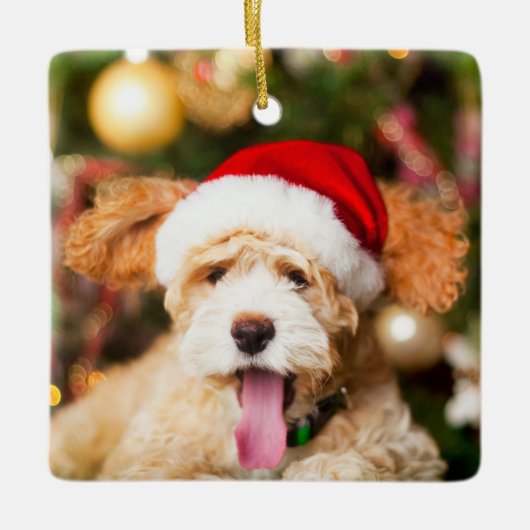 Goldendoodle Kerst Ornament Stone (Voorkant)