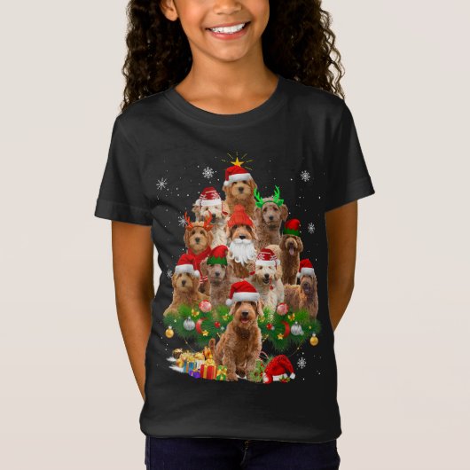 Goldendoodle Kerstboom Lights Grappige Hond Xmas T-shirt (Voorkant)