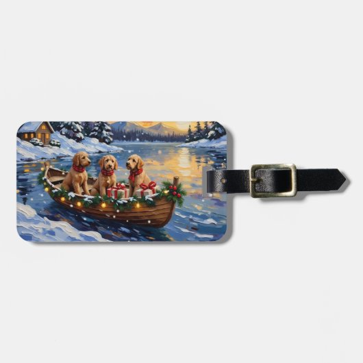 Goldendoodle Kerstboot Vakantie Bagagelabel (Voorkant horizontaal)