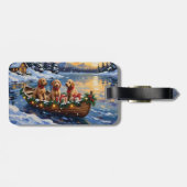 Goldendoodle Kerstboot Vakantie Bagagelabel (Achterkant horizontaal)