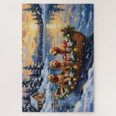 Goldendoodle Kerstboot Vakantie Legpuzzel (Verticaal)