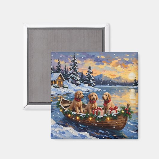 Goldendoodle Kerstboot Vakantie Magneet (Voorkant / Achterkant)