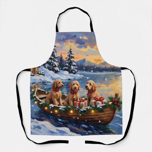 Goldendoodle Kerstboot Vakantie Schort (Voorkant)