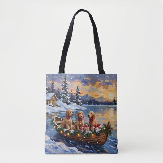 Goldendoodle Kerstboot Vakantie Tote Bag (Voorkant)