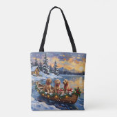 Goldendoodle Kerstboot Vakantie Tote Bag (Achterkant)