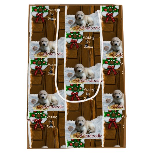 Goldendoodle kerstcadeaus medium cadeauzakje (Achterkant)
