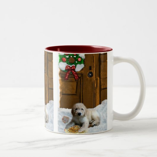 Goldendoodle kerstcadeaus tweekleurige koffiemok (Rechts)