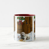 Goldendoodle kerstcadeaus tweekleurige koffiemok (Center)