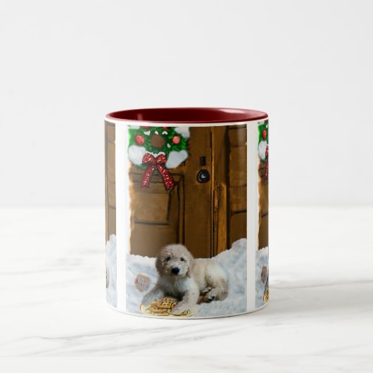 Goldendoodle kerstcadeaus tweekleurige koffiemok (Center)