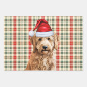 Goldendoodle Kersthond Red Holiday Plaid Inpakpapier Vel (Voorkant 2)