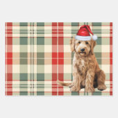 Goldendoodle Kersthond Red Holiday Plaid Inpakpapier Vel (Voorkant)