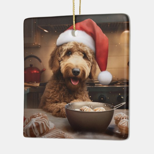 Goldendoodle Kerstkoekjes Feestelijke vakantie Keramisch Ornament (Links)