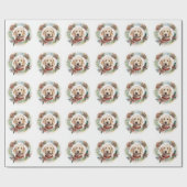 Goldendoodle Kerstkrans Feestelijke Pup Cadeaupapier (Vlak)