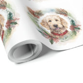 Goldendoodle Kerstkrans Feestelijke Pup Cadeaupapier (Rol Hoek)