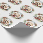 Goldendoodle Kerstkrans Feestelijke Pup Cadeaupapier (Hoek)