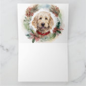 Goldendoodle Kerstkrans Feestelijke Pup Kaart (Binnen)