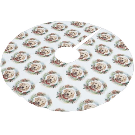 Goldendoodle Kerstkrans Feestelijke Pup Kerstboom Rok (Gekanteld)
