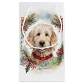 Goldendoodle Kerstkrans Feestelijke Pup Klein Cadeauzakje (Achterkant)