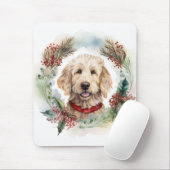 Goldendoodle Kerstkrans Feestelijke Pup Muismat (Met muis)