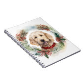 Goldendoodle Kerstkrans Feestelijke Pup Notitieboek (Rechterzijde)