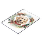Goldendoodle Kerstkrans Feestelijke Pup Notitieboek (Linkerzijde)