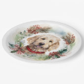 Goldendoodle Kerstkrans Feestelijke Pup Papieren Bordje (Gekanteld)