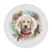 Goldendoodle Kerstkrans Feestelijke Pup Snijplank (Voorkant)