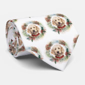 Goldendoodle Kerstkrans Feestelijke Pup Stropdas (Opgerold)