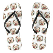 Goldendoodle Kerstkrans Feestelijke Pup Teenslippers (Voetbed)