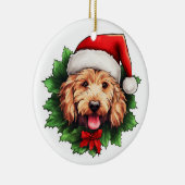 Goldendoodle Kerstkrans Keramisch Ornament (Rechts)